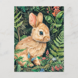 Schattigee tekening van een haas die op de bosbode briefkaart