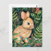 Schattigee tekening van een haas die op de bosbode briefkaart (Voorkant / Achterkant)