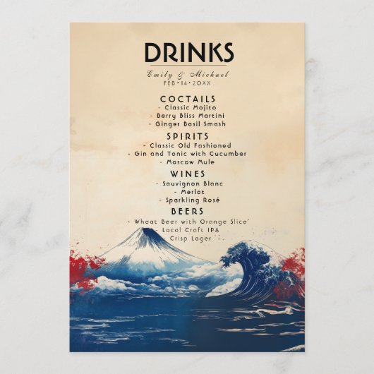 Schattigee tekst Drink kaart Japonesque Harmony me (Voorkant)