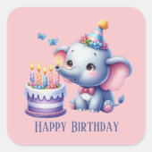 Schattigee tekst toevoegen Happy Birthday girl oli Vierkante Sticker (Voorkant)