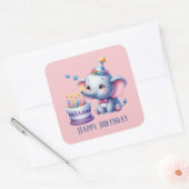 Schattigee tekst toevoegen Happy Birthday girl oli Vierkante Sticker (Envelop)