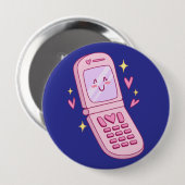 Schattigee telefoontekening ronde button 4,0 cm (Voorkant /achterkant)