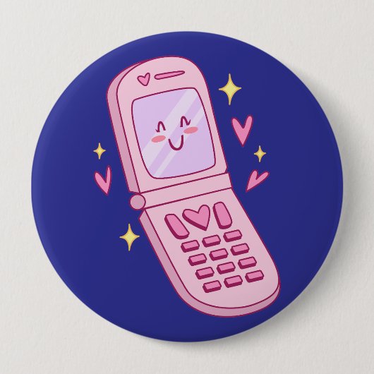 Schattigee telefoontekening ronde button 4,0 cm (Voorkant)