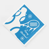 Schattigee tennisbal sneeuwman wintervakantie servetten (Hoek)