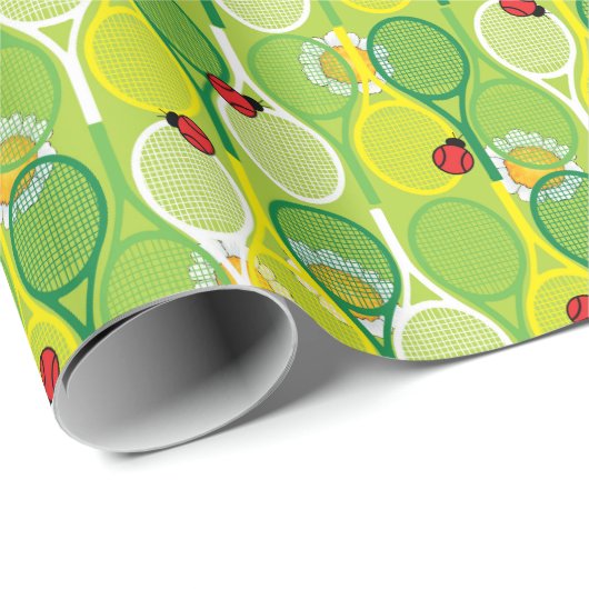 Schattigee tennisrackets met lieveheersbeestjes in cadeaupapier (Rol Hoek)