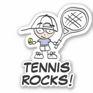 Schattigee tennisspeler cartoon aangepaste vinyl s sticker