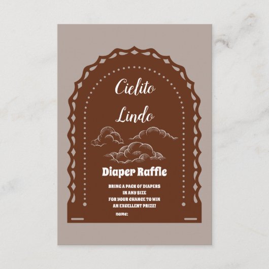 Schattigee Terracotta Cielito Lindo Diapper Raffle Informatiekaartje (Voorkant)