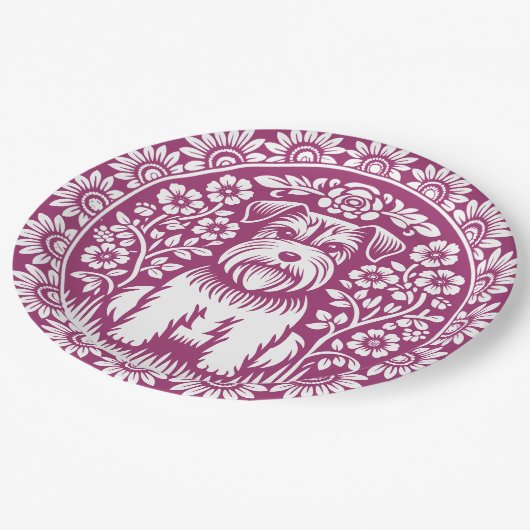 Schattigee Terrier Puppy in een bloementuin Aangep Papieren Bordje (Gekanteld)