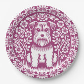 Schattigee Terrier Puppy in een bloementuin Aangep Papieren Bordje (Voorkant)