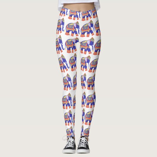 Schattigee Thai Elephant Pattern Leggings (Voorkant)