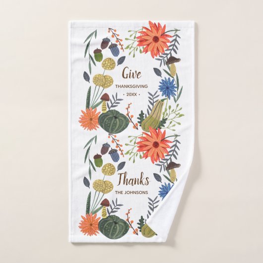 Schattigee Thanksgiving bloemenpaddenstoel herfst Handdoek (Handdoek)