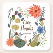 Schattigee Thanksgiving bloemenpaddenstoel herfst Kartonnen Onderzetters (Voorkant)