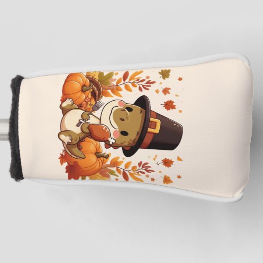 Schattigee Thanksgiving Dinosaurus Golfheadcover (Voorkant)