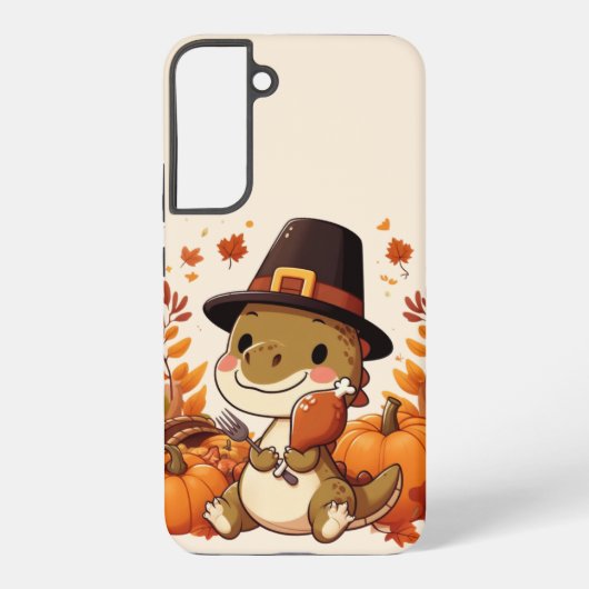 Schattigee Thanksgiving Dinosaurus Samsung Galaxy Hoesje (Achterkant)