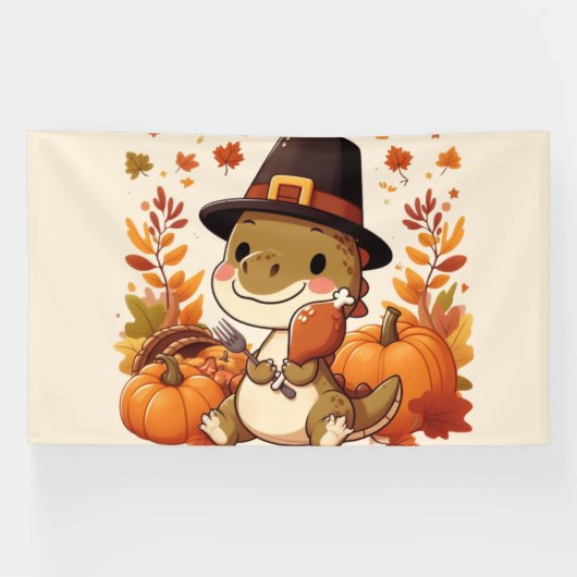 Schattigee Thanksgiving Dinosaurus Spandoek (Horizontaal)