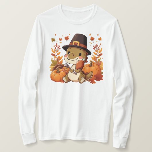 Schattigee Thanksgiving Dinosaurus T-shirt (Design voorkant)