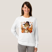 Schattigee Thanksgiving Dinosaurus T-shirt (Voorkant volledig)