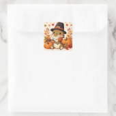 Schattigee Thanksgiving Dinosaurus Vierkante Sticker (Tas)