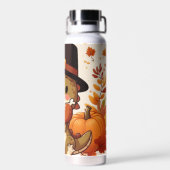 Schattigee Thanksgiving Dinosaurus Waterfles (Achterkant)