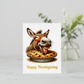 Schattigee Thanksgiving Donkey Folie Feestdagen Briefkaart (Staand Voorkant)