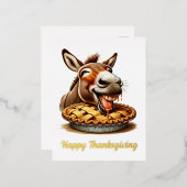 Schattigee Thanksgiving Donkey Folie Feestdagen Briefkaart (Voorkant / Achterkant)