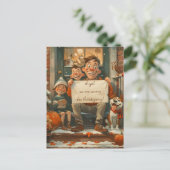 Schattigee Thanksgiving Gezin met Hond Briefkaart (Staand voorkant)