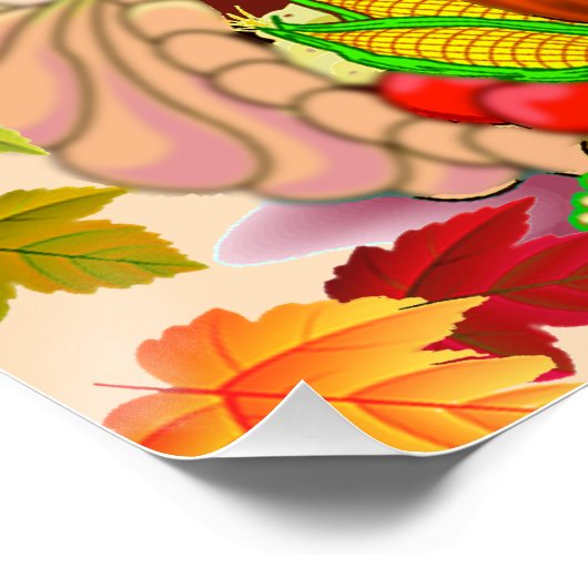 Schattigee Thanksgiving Gnome & Horn of Plenty Perfect Poster (Hoek)