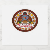 Schattigee Thanksgiving Gnoom met Turkije Illustra Sparkling Wijnetiket (Enkel label)