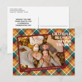 Schattigee Thanksgiving groet op Plaid vakantie Ka Briefkaart (Voorkant / Achterkant)
