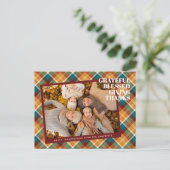 Schattigee Thanksgiving groet op Plaid vakantie Ka Briefkaart (Staand voorkant)