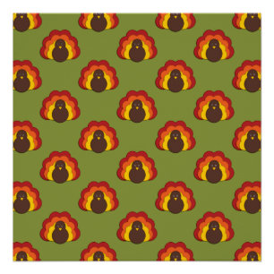 Schattigee Thanksgiving Herfst Turkije Patroon Perfect Poster