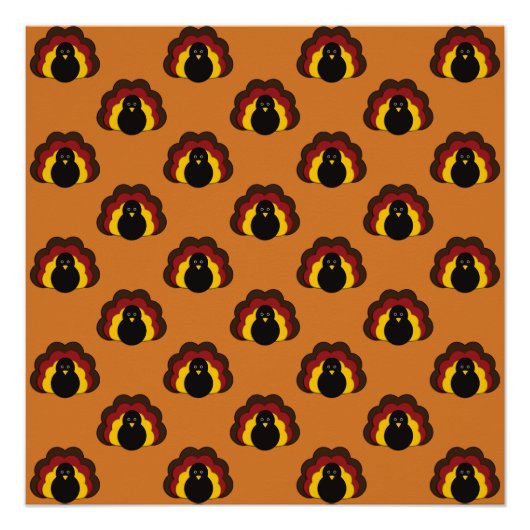 Schattigee Thanksgiving Herfst Turkije Patroon Perfect Poster (Voorkant)