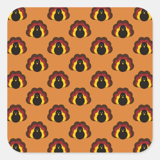 Schattigee Thanksgiving Herfst Turkije Patroon Vierkante Sticker (Voorkant)