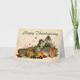 Schattigee Thanksgiving Kaart met hoorn des overvl