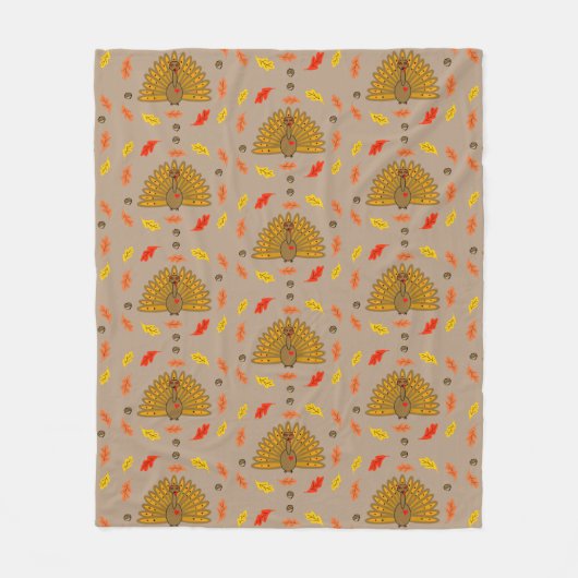 Schattigee Thanksgiving kalkoen val bladeren eikel Fleece Deken (Voorkant)