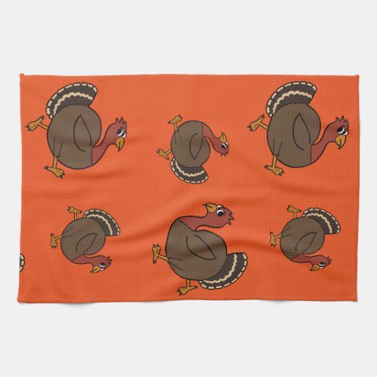 Schattigee Thanksgiving Kalkoenen Sinaasappel keuk Theedoek (Horizontaal)