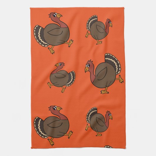 Schattigee Thanksgiving Kalkoenen Sinaasappel keuk Theedoek (Verticaal)