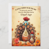 Schattigee Thanksgiving Moeder en Baby Turkije Bab Kaart (Voorkant)