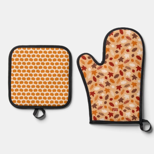 Schattigee Thanksgiving Oven Mitt & Pot Holder SE Ovenwant & Pannenlap Set (Voorkant)