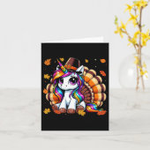 Schattigee Thanksgiving Peuter Turkije Eenhoorn Me Kaart (Gele Bloem)