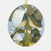 Schattigee Thanksgiving Pilgrim wensen Keramisch Ornament (Links)