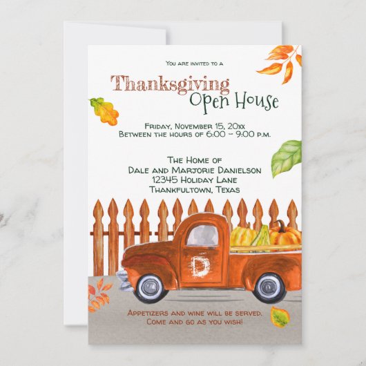 Schattigee Thanksgiving Sinaasappel Truck Pumpkins Kaart (Voorkant)