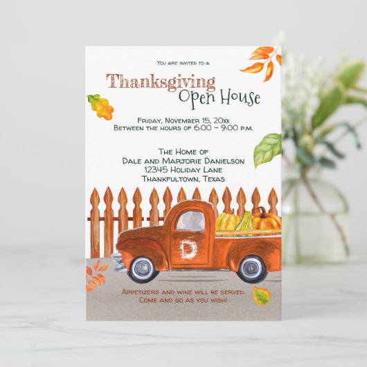 Schattigee Thanksgiving Sinaasappel Truck Pumpkins Kaart (Staand voorkant)