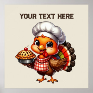 Schattigee Thanksgiving taart kalkoen aanpasbaar Poster