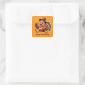 Schattigee Thanksgiving Turkije aanpasbaar Vierkante Sticker (Tas)