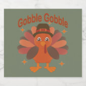 Schattigee Thanksgiving Turkije Cartoon - "Gobble  Bier Etiket (Enkel label)