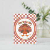 Schattigee Thanksgiving Turkije Cartoon - "Gobble  Briefkaart (Staand voorkant)