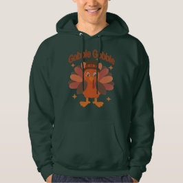 Schattigee Thanksgiving Turkije Cartoon - "Gobble  Hoodie