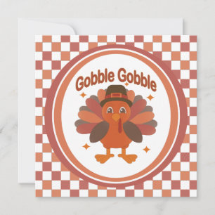 Schattigee Thanksgiving Turkije Cartoon - "Gobble Kaart