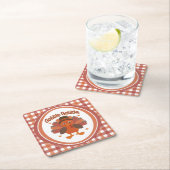 Schattigee Thanksgiving Turkije Cartoon - "Gobble  Kartonnen Onderzetters (Insitu)